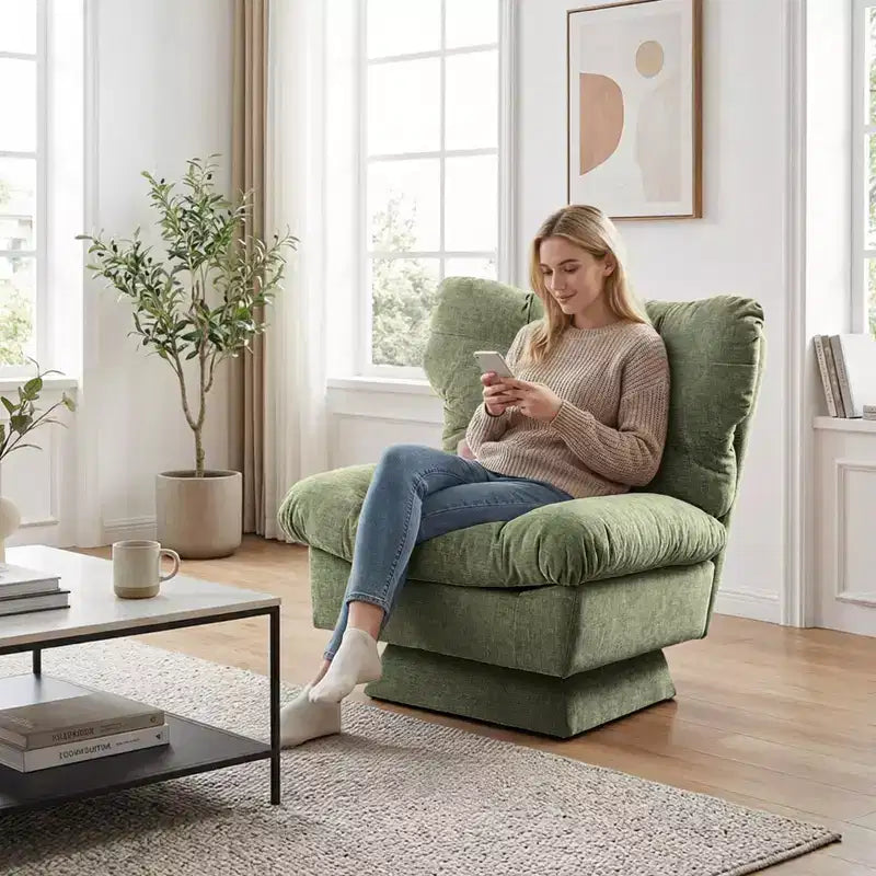 Modern Swivel Accent Chair, 360 Lounge Chair, Thick Cushion, Cozy Upholstered, for Bedroom, Apartment, Office