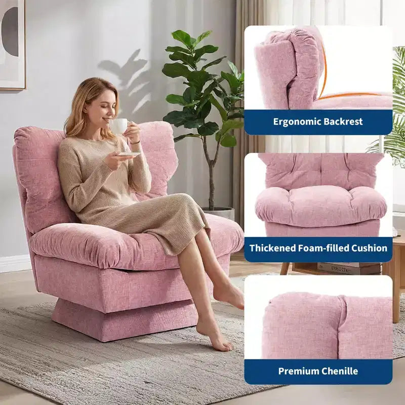 Modern Swivel Accent Chair, 360 Lounge Chair, Thick Cushion, Cozy Upholstered, for Bedroom, Apartment, Office