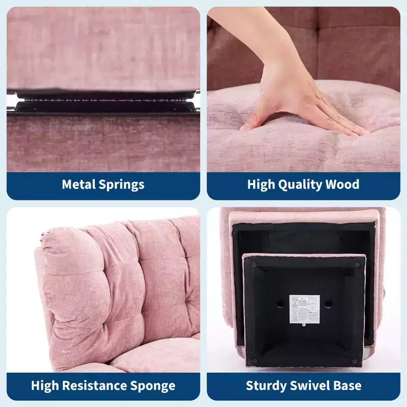 Modern Swivel Accent Chair, 360 Lounge Chair, Thick Cushion, Cozy Upholstered, for Bedroom, Apartment, Office