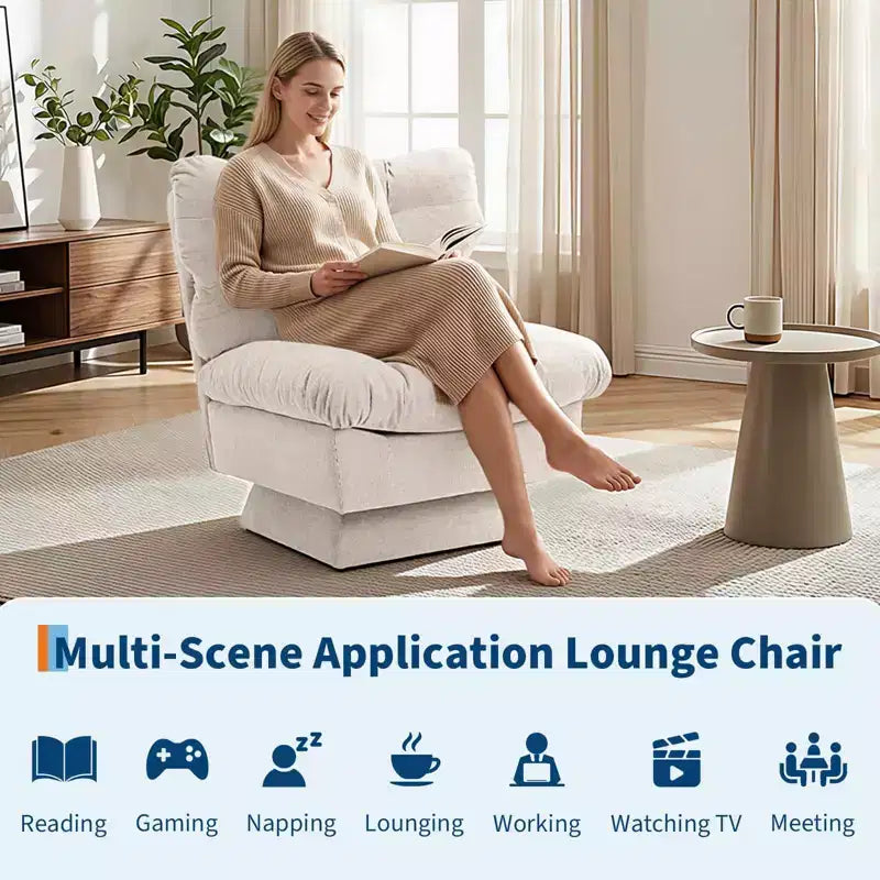 Modern Swivel Accent Chair, 360 Lounge Chair, Thick Cushion, Cozy Upholstered, for Bedroom, Apartment, Office