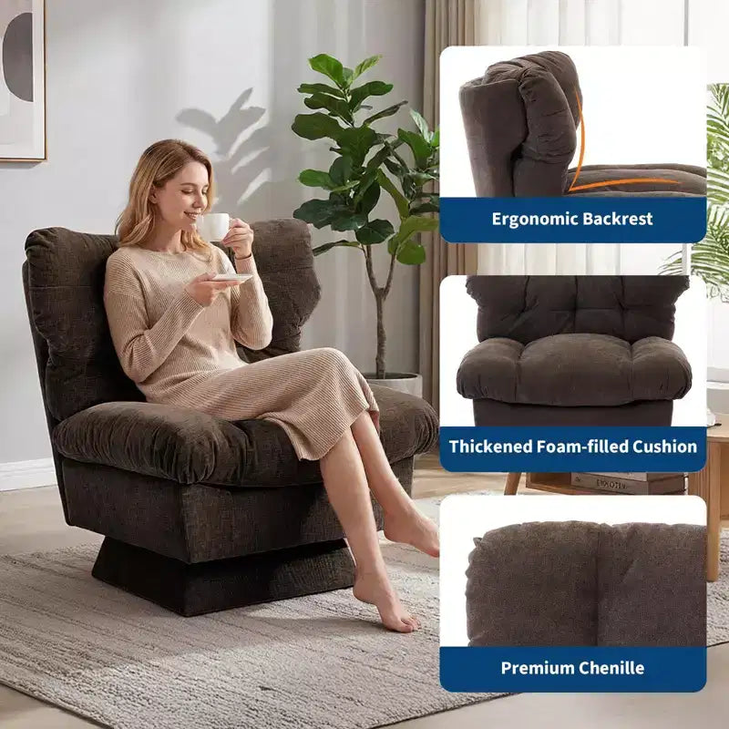 Modern Swivel Accent Chair, 360 Lounge Chair, Thick Cushion, Cozy Upholstered, for Bedroom, Apartment, Office