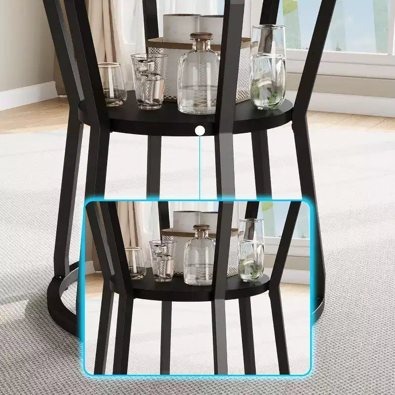 47 in Inch Round Dining Table for 4, Farmhouse Dining Room Circle Dinner Table,Space Saving Wood Kitchen & Dining Room Furniture, Round Tables