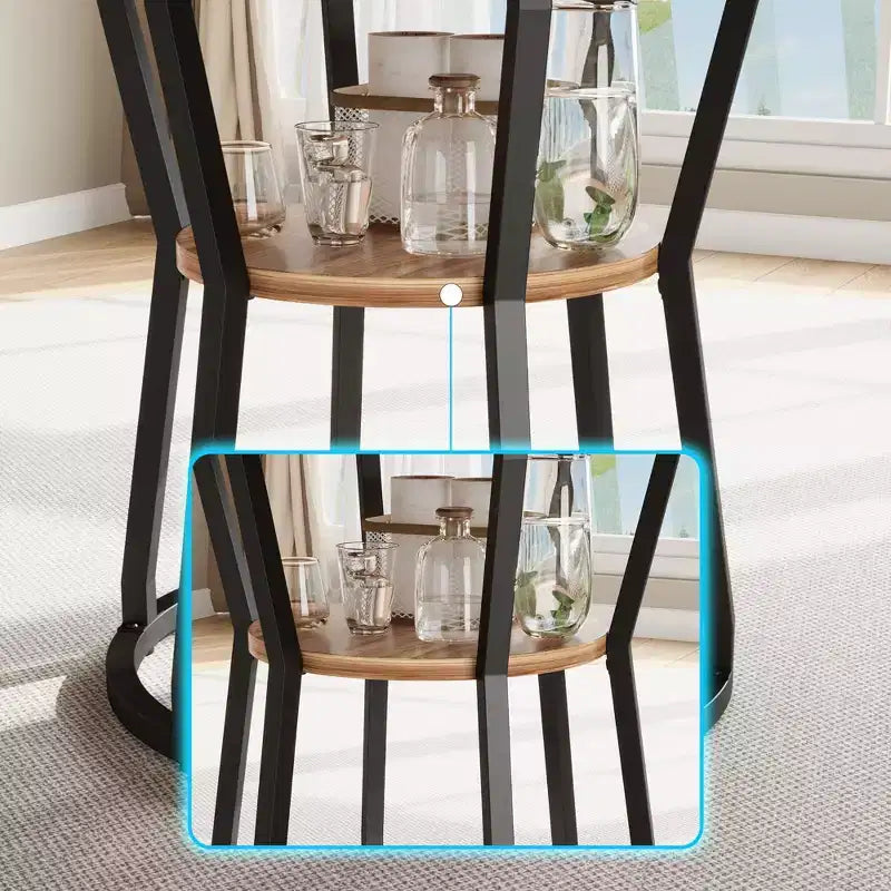 47 in Inch Round Dining Table for 4, Farmhouse Dining Room Circle Dinner Table,Space Saving Wood Kitchen & Dining Room Furniture, Round Tables