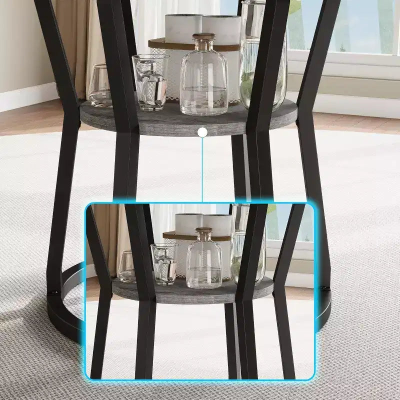 47 in Inch Round Dining Table for 4, Farmhouse Dining Room Circle Dinner Table,Space Saving Wood Kitchen & Dining Room Furniture, Round Tables