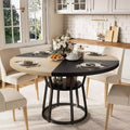 47 in Inch Round Dining Table for 4, Farmhouse Dining Room Circle Dinner Table,Space Saving Wood Kitchen & Dining Room Furniture, Round Tables