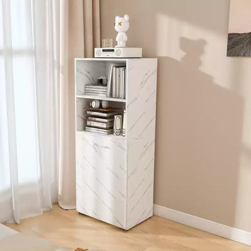 Extendable Desk with Storage & Wheels, Foldable Office Desk for Small Spaces, White Marble