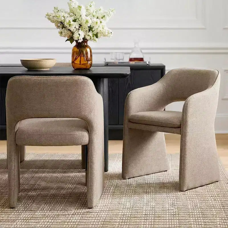 Set of 4 Modern Kitchen Chairs, Fully Upholstered Fabric Dining Chairs with Integrated Armrest Design, Armrest Chairs for Kitchen-Panipeachy