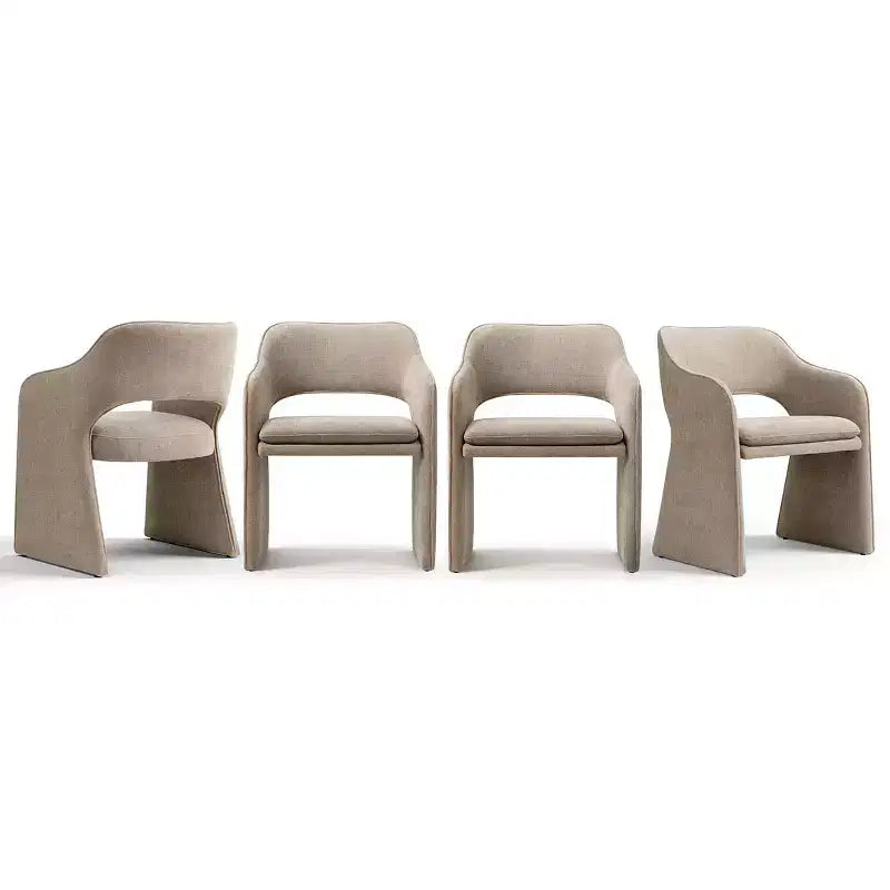 Set of 4 Modern Kitchen Chairs, Fully Upholstered Fabric Dining Chairs with Integrated Armrest Design, Armrest Chairs for Kitchen-Panipeachy