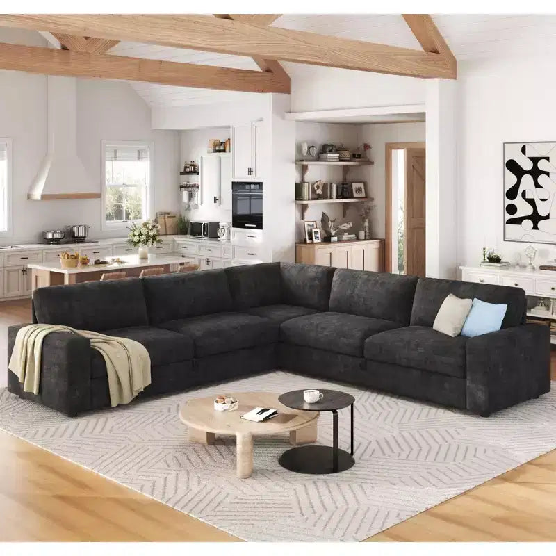 AMERLIFE 106 Oversized L-Shaped Sleeper Sofa with Pull-Out Bed, Storage Chaise