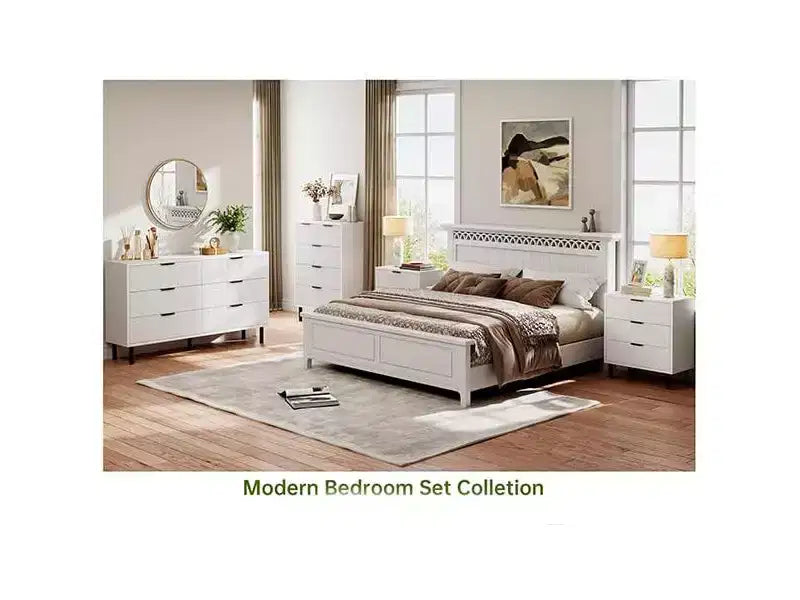 Dresser, Chest of Drawers - 29.9 Fluted 3-Drawer with Metal Legs & Anti-Tip Device, White Storage for Bedroom, Entryway