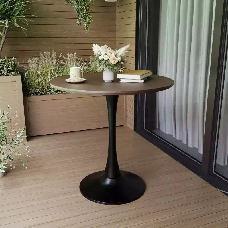 31.5 Round Dining Table, Small Kitchen Table with Pedestal Base, Mid-Century End Table or Coffee Table for Living Room or Apartment-Panipeachy