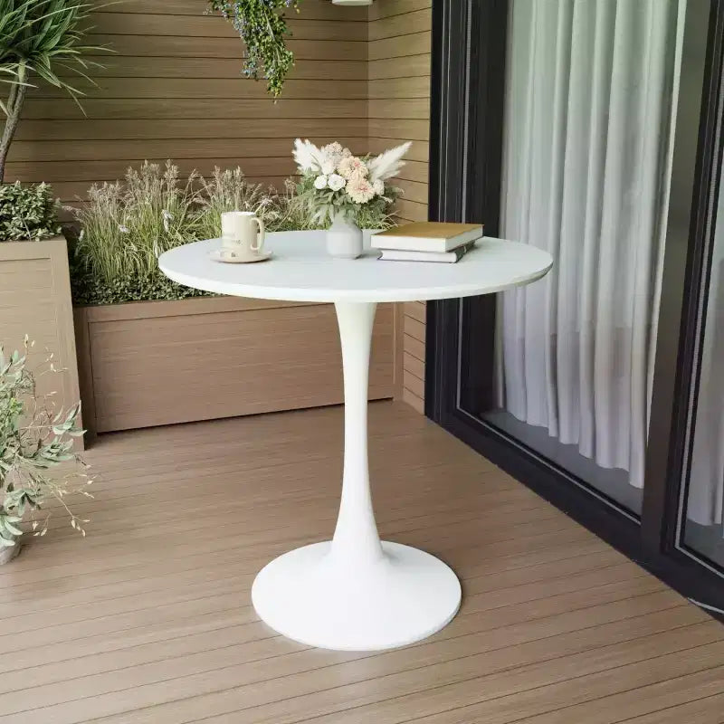 31.5 Round Dining Table, Small Kitchen Table with Pedestal Base, Mid-Century End Table or Coffee Table for Living Room or Apartment-Panipeachy