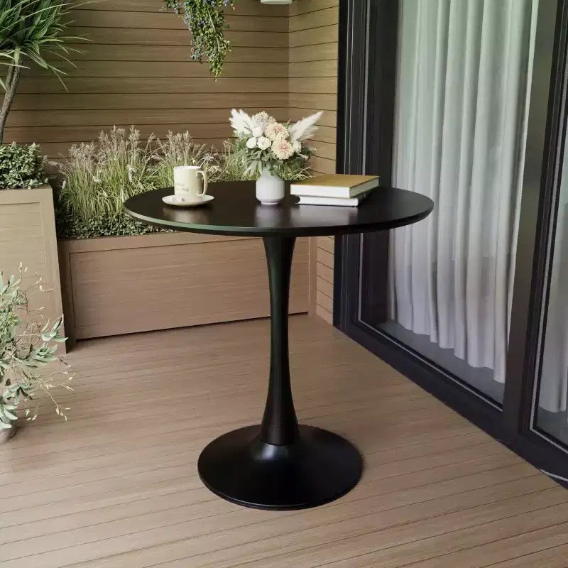 31.5 Round Dining Table, Small Kitchen Table with Pedestal Base, Mid-Century End Table or Coffee Table for Living Room or Apartment-Panipeachy