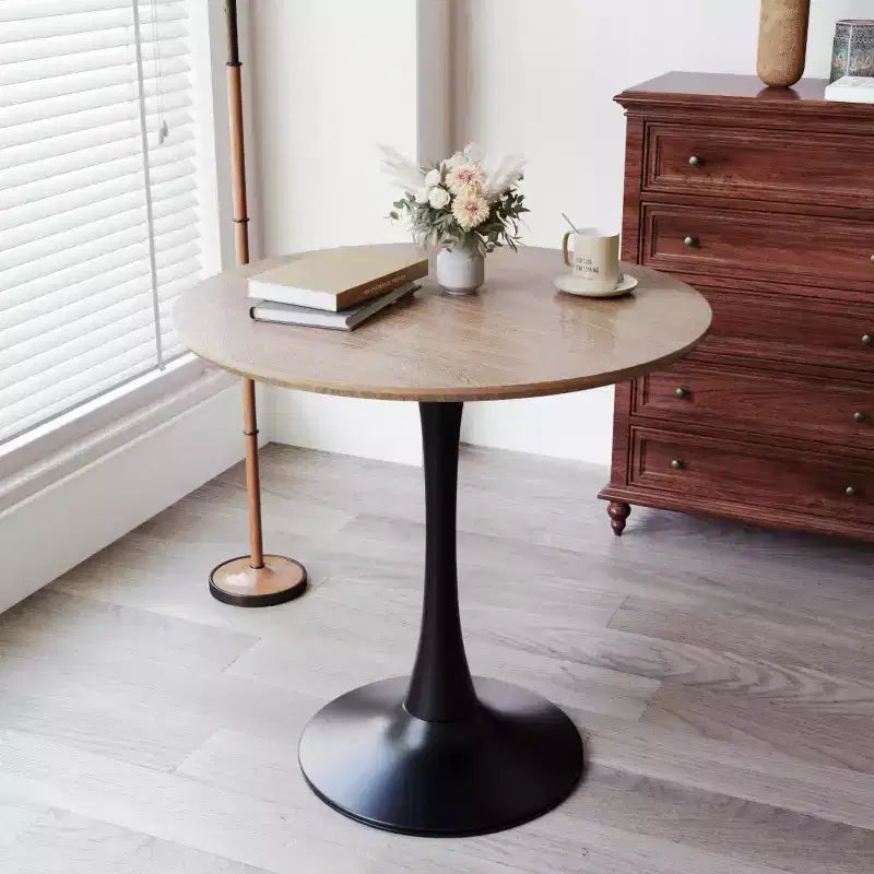 31.5 Round Dining Table, Small Kitchen Table with Pedestal Base, Mid-Century End Table or Coffee Table for Living Room or Apartment-Panipeachy