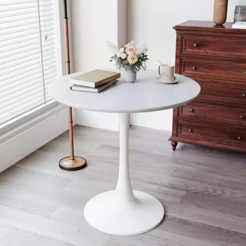 31.5 Round Dining Table, Small Kitchen Table with Pedestal Base, Mid-Century End Table or Coffee Table for Living Room or Apartment-Panipeachy