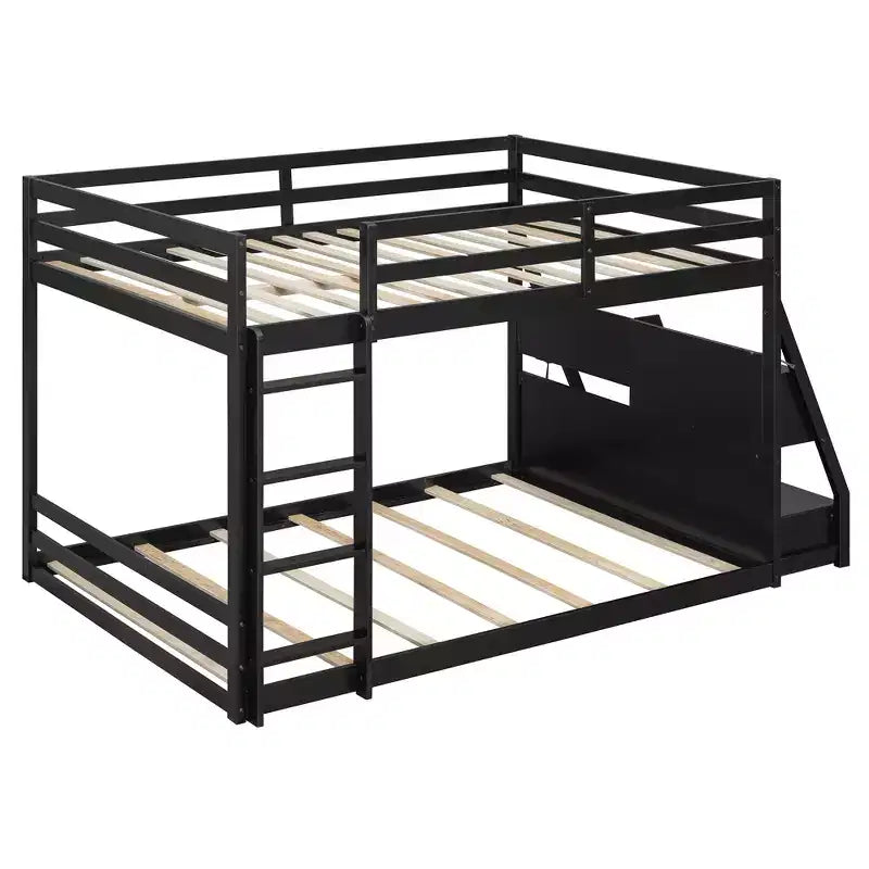Luxystar Full Bunk Bed with Storage Shelves, 2 Drawers and Lights