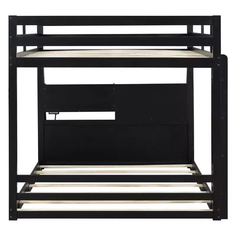 Luxystar Full Bunk Bed with Storage Shelves, 2 Drawers and Lights