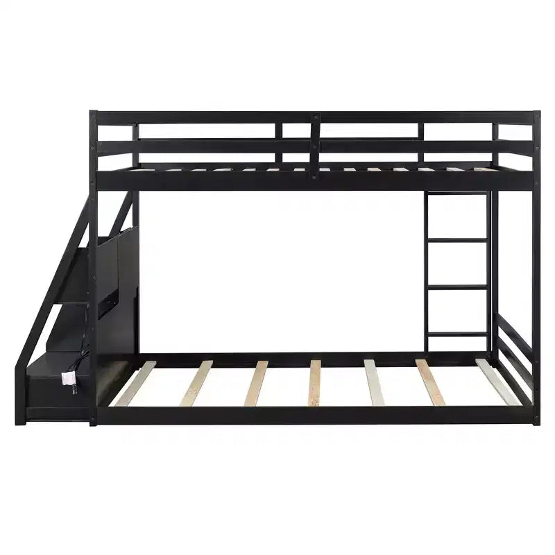 Luxystar Full Bunk Bed with Storage Shelves, 2 Drawers and Lights