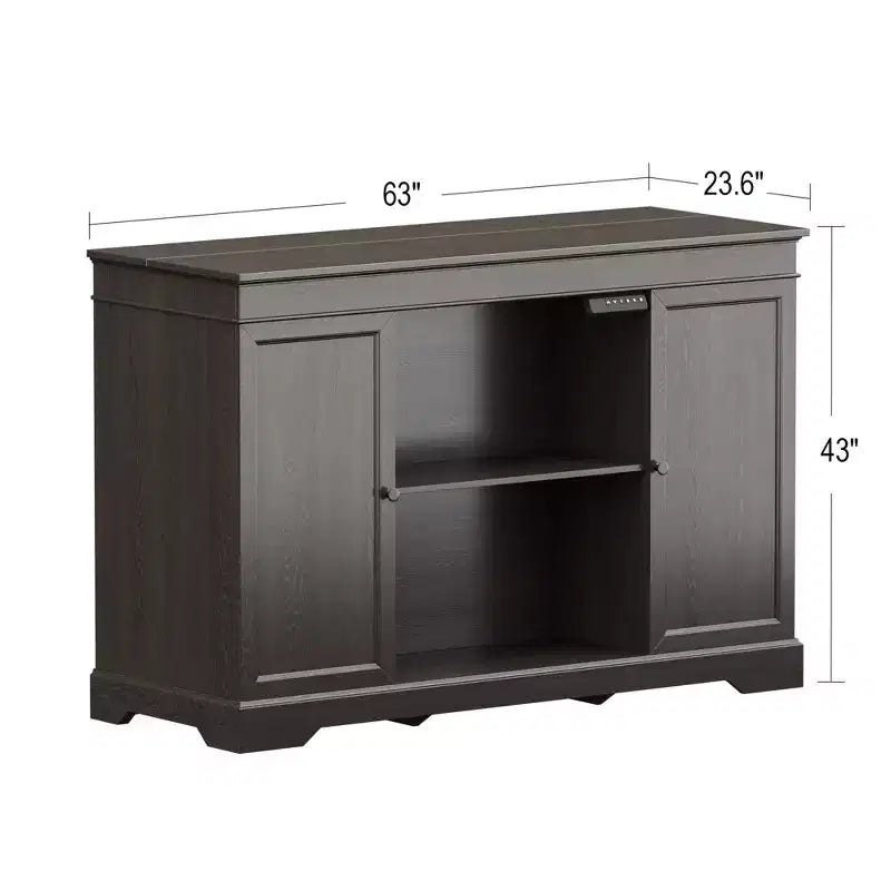 GDLF TV Lift Cabinet, Hidden Motorized Television Lift Cabinet for 55-65 TVs with Storage and Remote Control, Modern Walnut