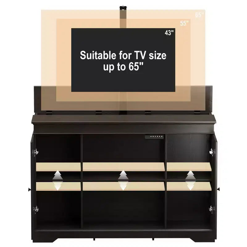 GDLF TV Lift Cabinet, Hidden Motorized Television Lift Cabinet for 55-65 TVs with Storage and Remote Control, Modern Walnut