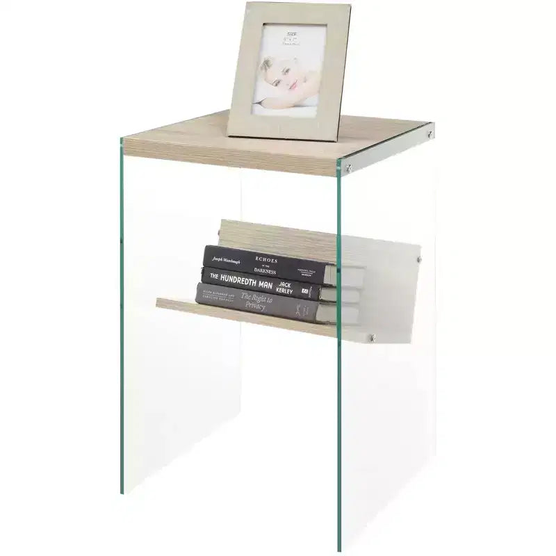 HomeStock Rectangle Glass Table Top End Table 1 -piece