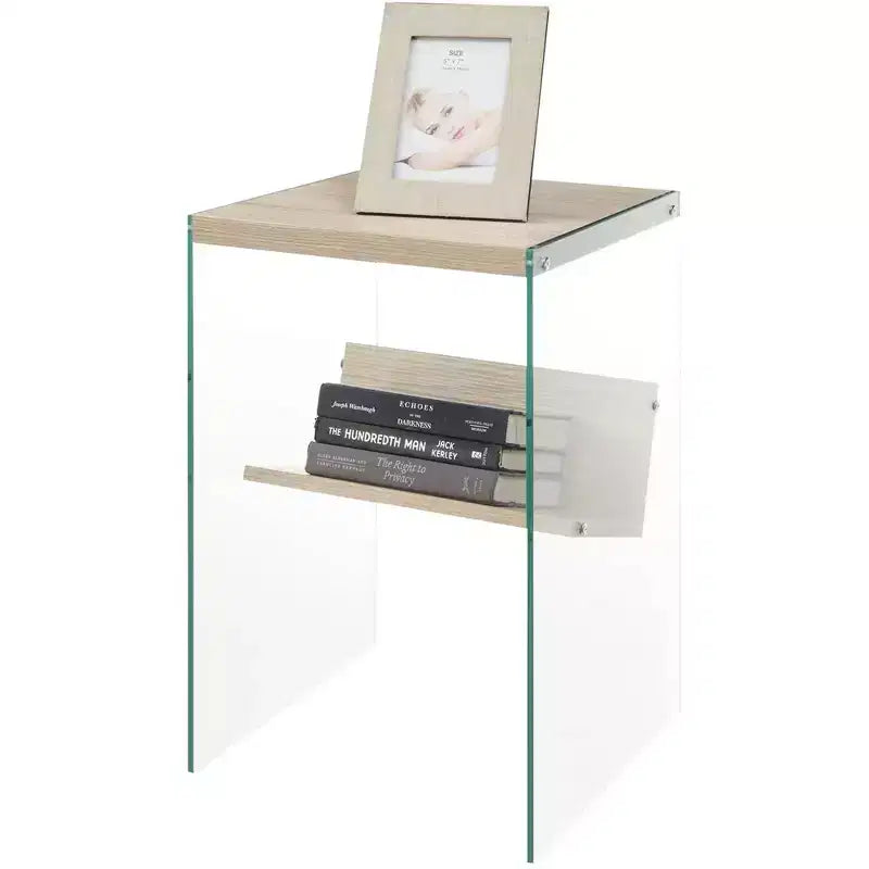 HomeStock Rectangle Glass Table Top End Table 1 -piece