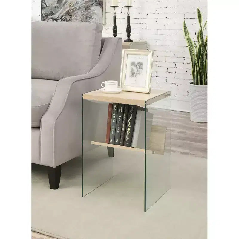 HomeStock Rectangle Glass Table Top End Table 1 -piece