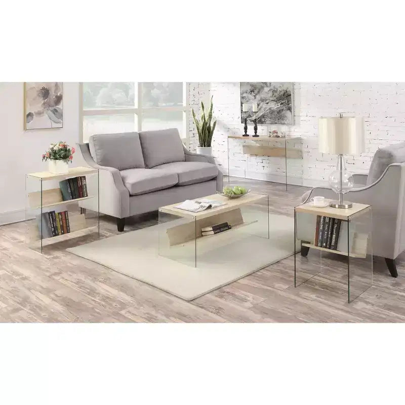 HomeStock Rectangle Glass Table Top End Table 1 -piece