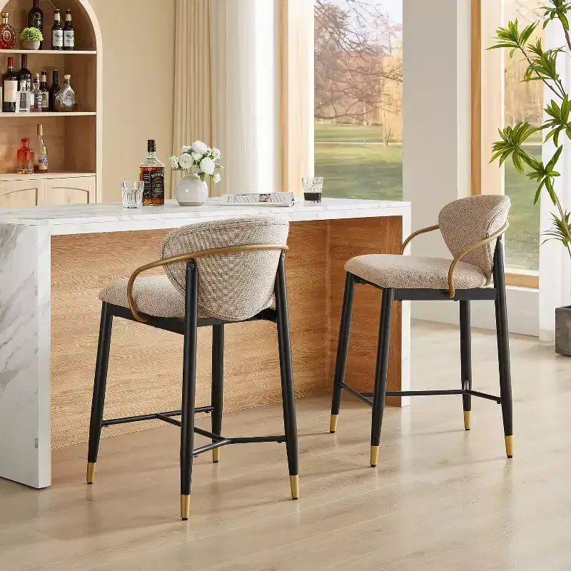Christopher Knight Home Anan Modern Metal Upholstered Counter Stools (Set of 2)