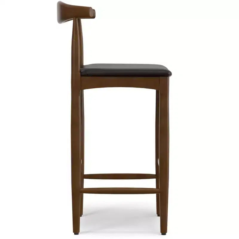 Angela Mid Century Modern Bar Stool in Faux Leather, Fully Assembled