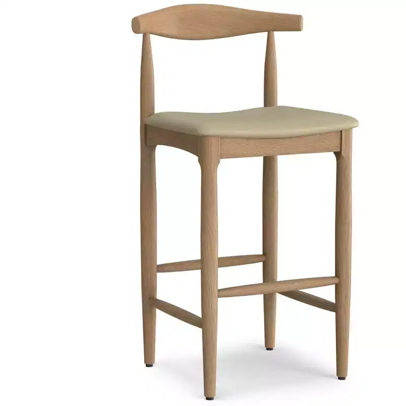 Angela Mid Century Modern Bar Stool in Faux Leather, Fully Assembled