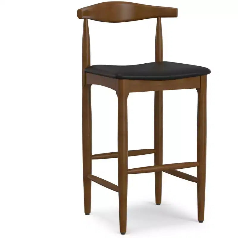 Angela Mid Century Modern Bar Stool in Faux Leather, Fully Assembled