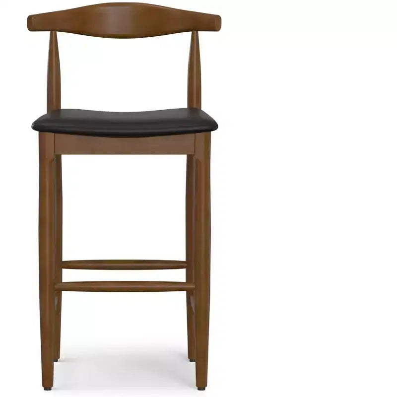 Angela Mid Century Modern Bar Stool in Faux Leather, Fully Assembled