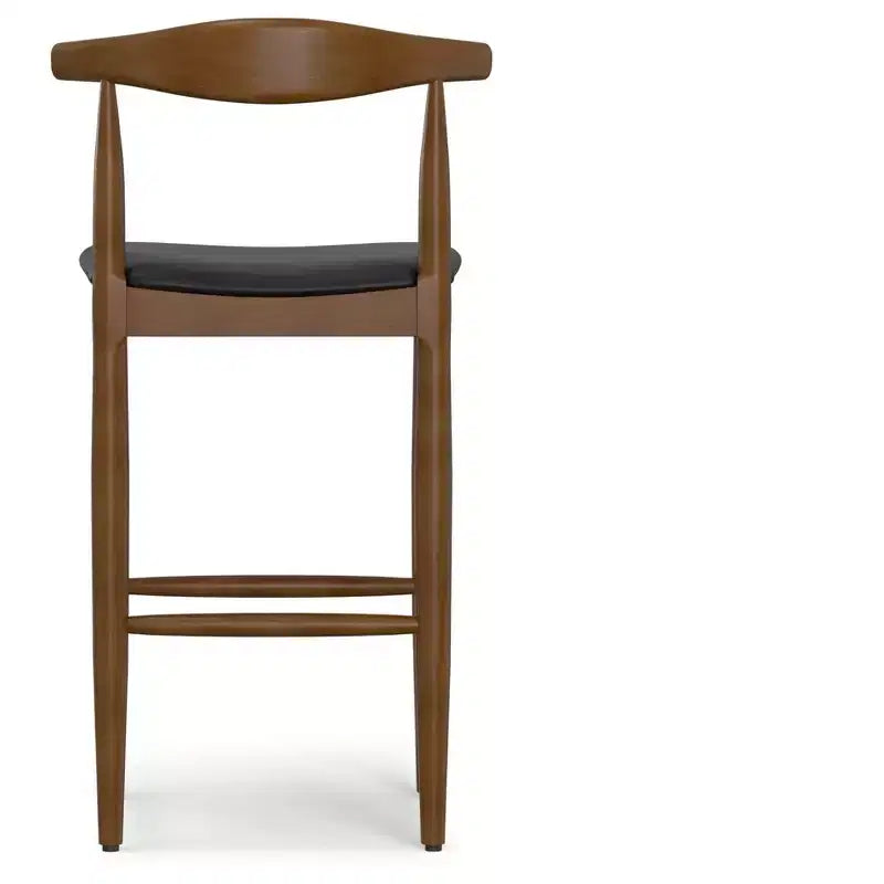 Angela Mid Century Modern Bar Stool in Faux Leather, Fully Assembled
