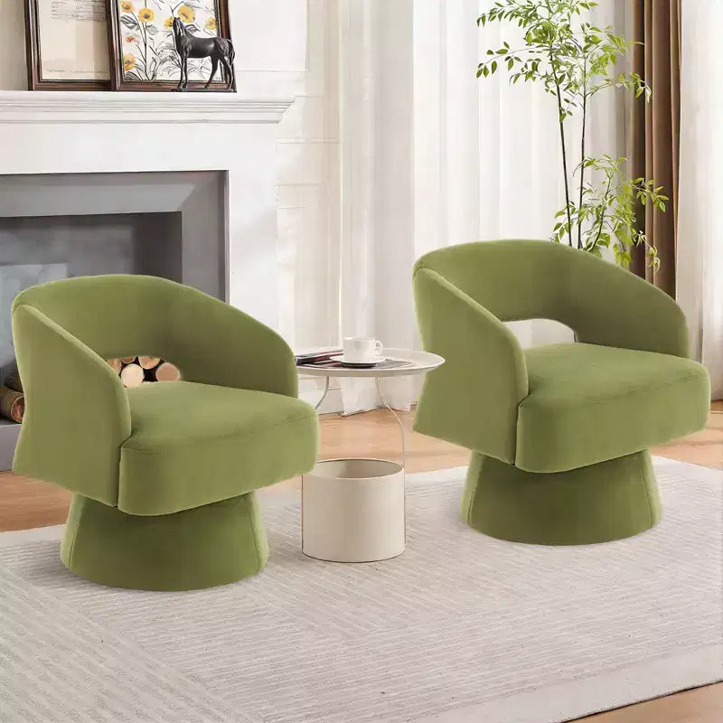 Swivel Barrel Chair - Upholstered Modern Armchair with Striped Backrest & Plush Padding, Round Lounge Chair for Living Room, Bedroom(1 Pcs)