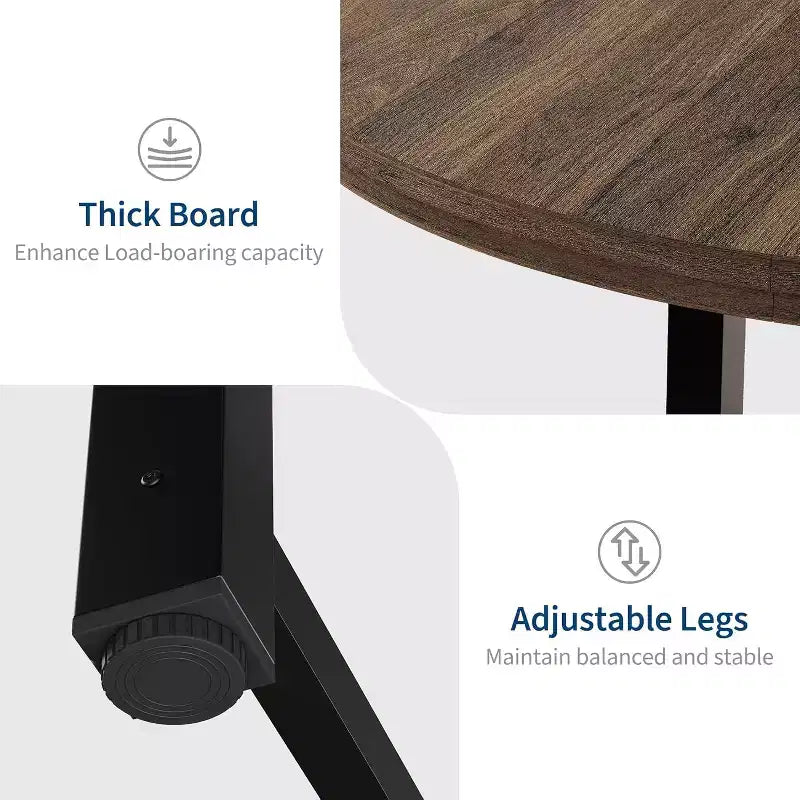 47 Wide Round Dining Table for 4, Kitchen Dining Room Table with Sturdy Metal Frame, Wood Circle Kitchen Table for Space Saving
