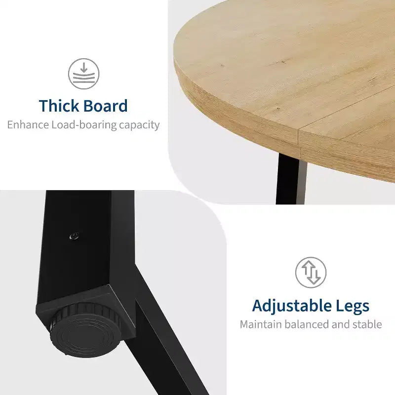 47 Wide Round Dining Table for 4, Kitchen Dining Room Table with Sturdy Metal Frame, Wood Circle Kitchen Table for Space Saving