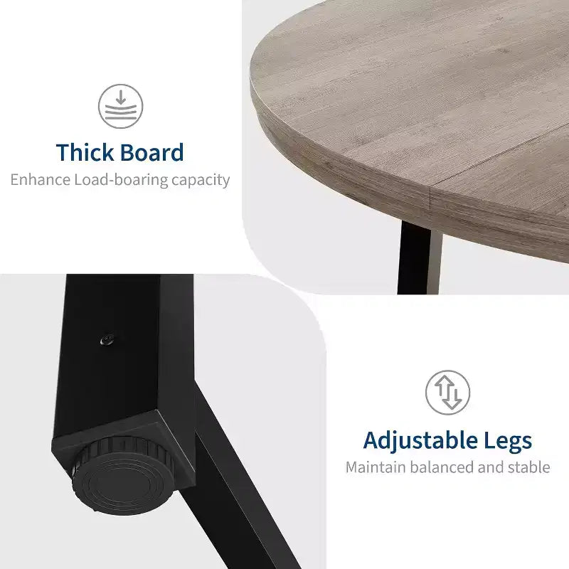 47 Wide Round Dining Table for 4, Kitchen Dining Room Table with Sturdy Metal Frame, Wood Circle Kitchen Table for Space Saving