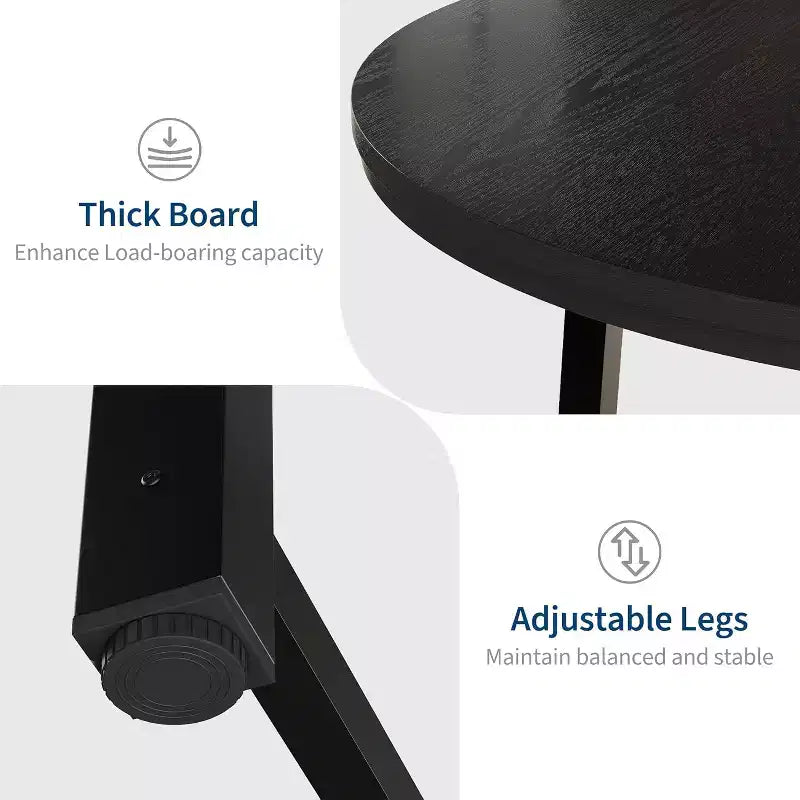 47 Wide Round Dining Table for 4, Kitchen Dining Room Table with Sturdy Metal Frame, Wood Circle Kitchen Table for Space Saving