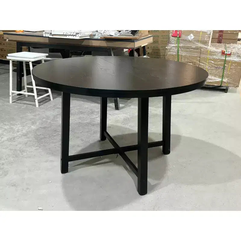 47 Wide Round Dining Table for 4, Kitchen Dining Room Table with Sturdy Metal Frame, Wood Circle Kitchen Table for Space Saving