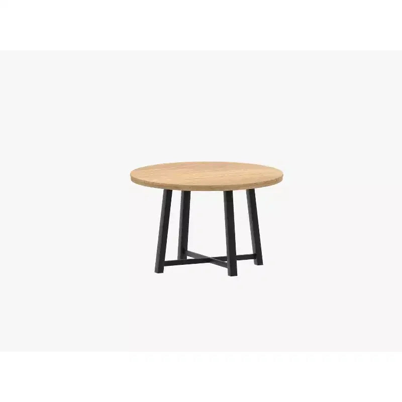 47 Wide Round Dining Table for 4, Kitchen Dining Room Table with Sturdy Metal Frame, Wood Circle Kitchen Table for Space Saving