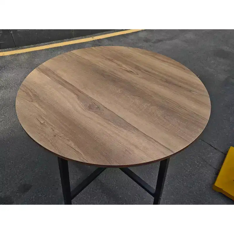 47 Wide Round Dining Table for 4, Kitchen Dining Room Table with Sturdy Metal Frame, Wood Circle Kitchen Table for Space Saving