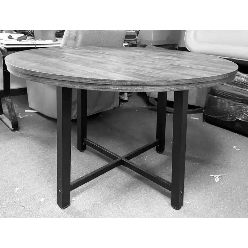 47 Wide Round Dining Table for 4, Kitchen Dining Room Table with Sturdy Metal Frame, Wood Circle Kitchen Table for Space Saving