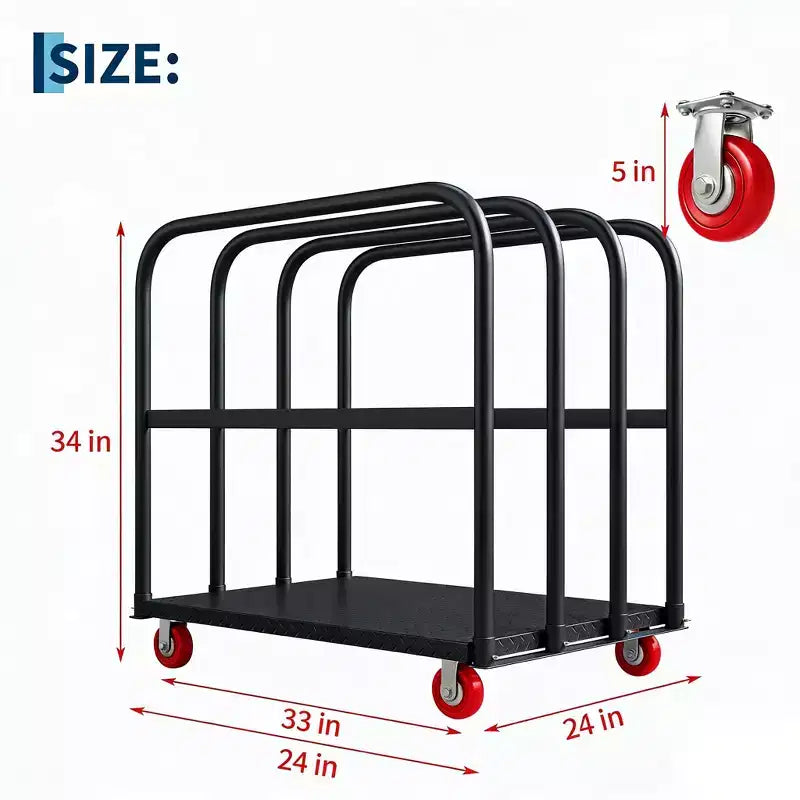 2000LBS Heavy Duty Panel Truck Cart, 2-Side Handrails Dolly with 5 Wheels, 37x24INCH All-Weather Platform Cart for Easy Assembly & Storage