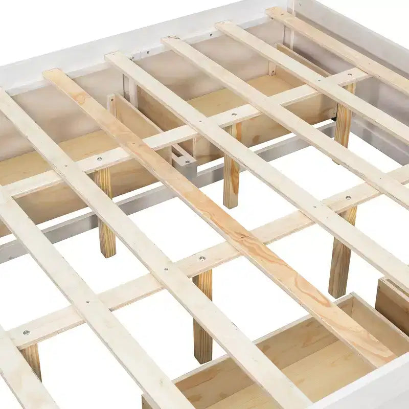 Luxystar Modern Queen Platform Bed Frame with 4 Drawers and Footboard Storage Cabinet