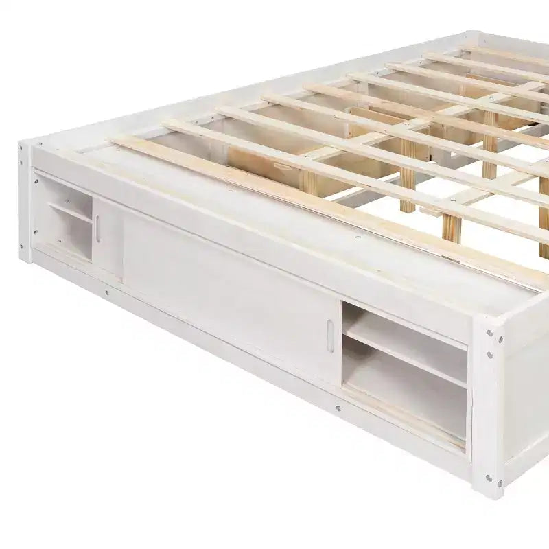 Luxystar Modern Queen Platform Bed Frame with 4 Drawers and Footboard Storage Cabinet