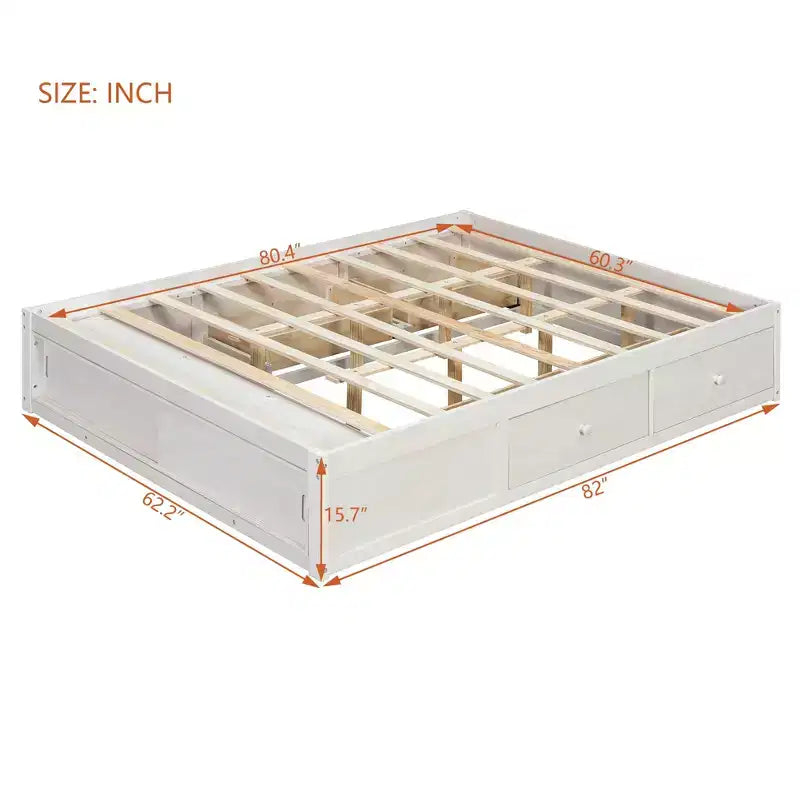 Luxystar Modern Queen Platform Bed Frame with 4 Drawers and Footboard Storage Cabinet