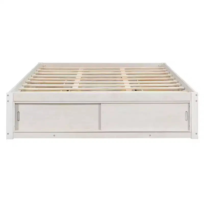 Luxystar Modern Queen Platform Bed Frame with 4 Drawers and Footboard Storage Cabinet