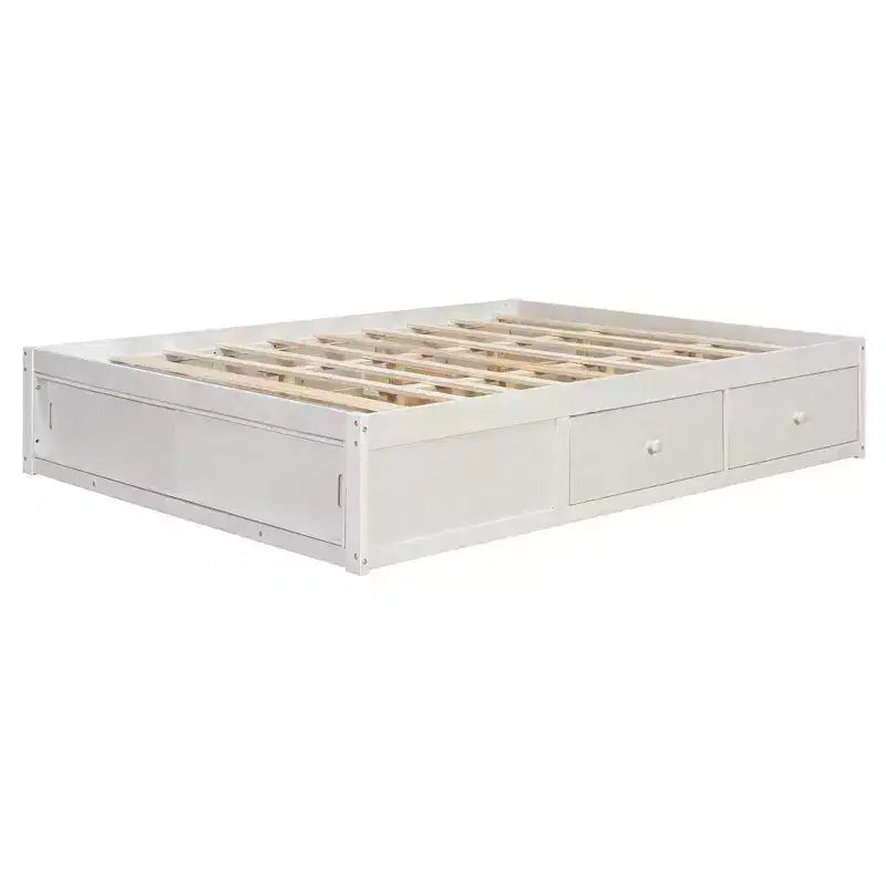 Luxystar Modern Queen Platform Bed Frame with 4 Drawers and Footboard Storage Cabinet