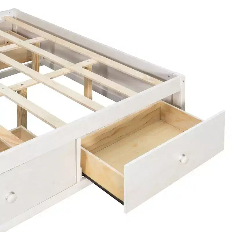 Luxystar Modern Queen Platform Bed Frame with 4 Drawers and Footboard Storage Cabinet